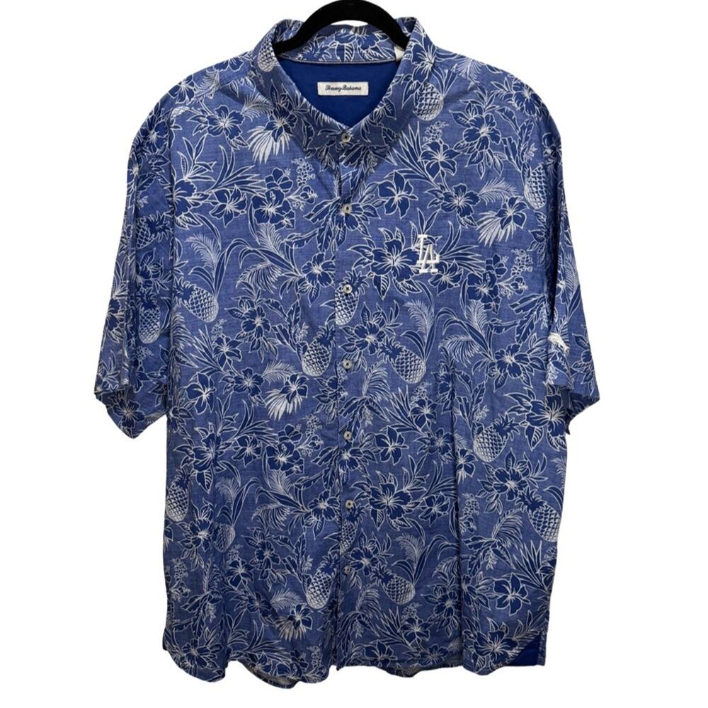 Los Angeles Dodgers Tommy Bahama Sport Tiki Luau Button-Up Shirt - Royal XXXL